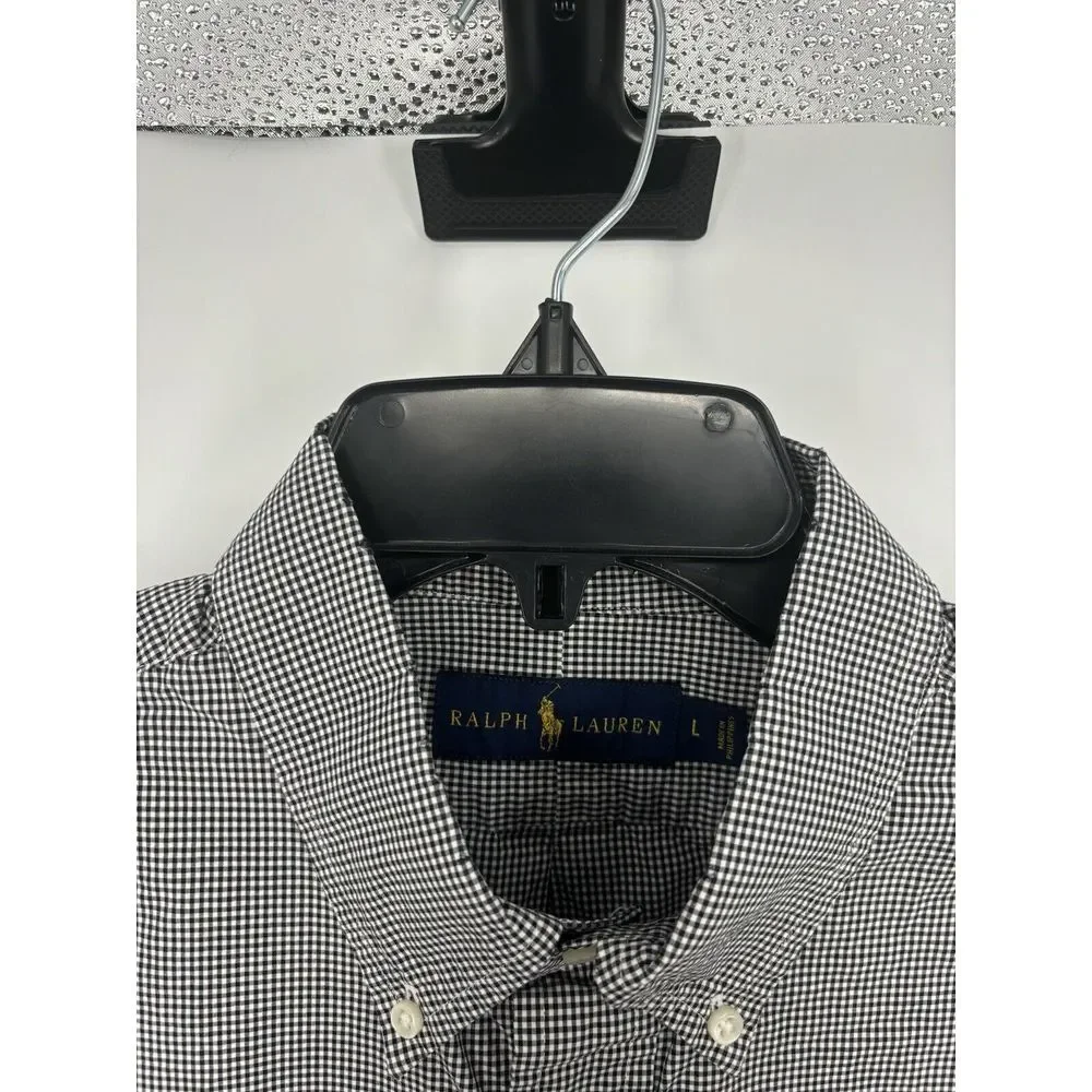 Polo Ralph Lauren Long Sleeve‎ Button Down Up Front Shirt Check Checkered Large